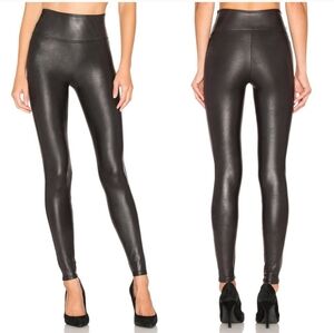 NWOT SPANX Women's Faux Leather Classic Black Compression Leggings Size Medium